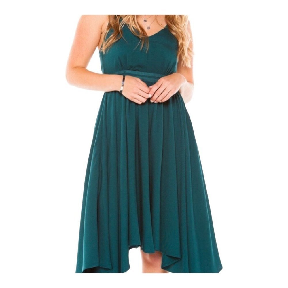 JACK BY BB DAKOTA BLUE GREEN SLEEVELESS MIDI A LINE DRESS STYLE JG48721 SIZE 4